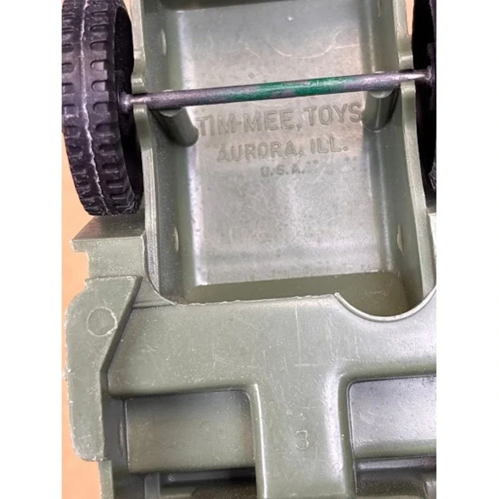 Vintage Tim-Mee Toys Olive Green Plastic Military Jeep Aurora‎ ILL USA 4.5 Inch